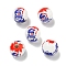 Printed Wood European Beads, Round, USA Flag Style, Blue, 15.5~16mm, Hole: 4~4.5mm