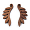 Natural Walnut Wood Pendants, Undyed, Leaf Charm, Camel, 30x12.5x2.5mm, Hole: 1.8mm