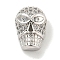 Brass Micro Pave Clear Cubic Zirconia Beads, Skull, Platinum, 12.5x11x8mm, Hole: 1.8mm