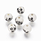 Handmade Printed Porcelain Beads, Round, Black, 10mm, Hole: 3mm