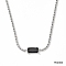 Stainless Steel Rhinestone Rectangle Pendant Necklaces, Stainless Steel Color, Jet, 15.94 inch(40.5cm)