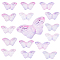 SUNNYCLUE Two Tone Transparent Spray Painted Glass Beads, with Glitter Powder, Butterfly, Flamingo, 8x15x4.5mm, Hole: 1mm, 100pcs/box