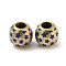 Brass Enamel European Beads, Large Hole Beads, Golden, Round with Star, Blue, 13x12mm, Hole: 5mm