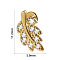 304 Stainless Steel Micro Pave Clear Cubic Zirconia Cartilage Earrings, Golden, Leaf, 6mm, Pin: 1.2mm