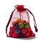 Rectangle Organza Drawstring Bags, FireBrick, 12x9cm