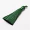 Polyester Tassel Big Pendant Decorations, Ice Silk Tassel, Dark Green, 60~67x8mm, Hole: 5x7mm