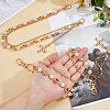 2Pcs 2 Styles Acrylic Colorful Rhinestone & Round Plastic Pearl Link Chain Double Layer Alloy Cross Charm Jean Chains AJEW-HS0001-26KCG-3
