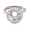 Rack Plating Round Brass Micro Pave Cubic Zirconia Adjustable Ring Components LS-KK-Q819-05P-2