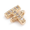 Brass Micro Pave Cubic Zirconia Letter Links X-ZIRC-I042-16G-T-3