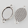 Antique Silver Tibetan Style Alloy Flat Oval Cabochon Connector Settings X-TIBE-M022-06AS-2