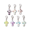 Synthetic Turquoise Cross Pendant Decorations HJEW-JM02568-2