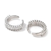 Rectangle Brass Cubic Zirconia Cuff Earrings for Women LS-EJEW-E310-09P-2