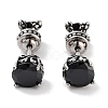 Flat Round 316 Surgical Stainless Steel Pave Black Cubic Zirconia Ear False Plugs for Women Men EJEW-Z050-37AS-1