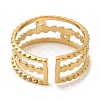 304 Stainless Steel Triple Line Open Cuff Rings for Women STAS-D085-26G-3