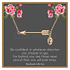 Brass Micro Pave Clear Cubic Zirconia Arrow with Letter Pendant Necklaces FS-WG43978-12-1