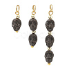 Halloween Handmade Porcelain & Electroplate Non-magnetic Synthetic Hematite Pendants PALLOY-JF06071-2