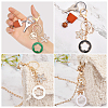 4Pcs 4 Colors Rhinestone Enamel Flower Pendant Keychain with AlloyCharm KEYC-GL0001-08-5