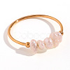 Nuggets Stainless Steel & Natural Freshwater Pearl Beads Finger Rings WG1BE4A-06-5