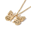 Initial Letter with Butterfly Pendant Necklace NJEW-C026-01G-H-3
