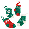 4Pcs 4 Styles Christmas Polyester Socks Pendant Decorations AJEW-TA0003-29A-4
