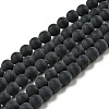 Grade A Natural Black Agate Beads Strands G447-2-1