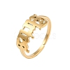 Ion Plating(IP) 304 Stainless Steel Constellation Open Cuff Ring for Women RJEW-C097-01G-07-1