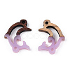 Opaque Resin & Walnut Wood Connector Charms RESI-N039-46G-1