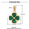 304 Stainless Steel Pave Green Cubic Zirconia Pendants CU-OY001-33G-01-2