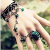 Gothic Style Retro Alloy Lace Flower Link Rings Bracelets for Women WG15940-08-1