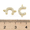 Brass Micro Pave Clear Cubic Zirconia Horseshoe Connector Charms KK-H527-09G-3