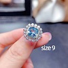 Square Alloy Rhinestone Pendant Necklace & Stud Earring & Finger Ring Sets WG30FCB-01-3