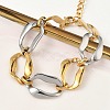 Two Tone 304 Stainless Steel Twisted Cable Chain Bracelets for Women BJEW-A169-08GP-2