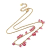 Ion Plating(IP) 304 Stainless Steel Cubic Zirconia Teardrop & Flat Round Bib Ball Chain Necklaces for Women NJEW-F328-11G-02-2