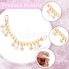 2Pcs Alloy Enamel White Flower Pendant Aluminum Curb Chain Bag Decorative Chains HJEW-BBC0001-36-6