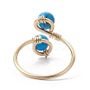 Copper Wire Wrapped Natural & Synthetic Gemstone Toe Open Ring RJEW-JR00622-6