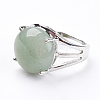 Adjustable Natural Green Aventurine Finger Rings RJEW-F075-01K-2