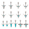 14Pcs 7 Styles Cattle Head Alloy & Synthetic Turquoise Zipper Sliders HJEW-TAC0102-1