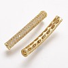 Brass Micro Pave Cubic Zirconia Tube Beads X-ZIRC-N025-60G-1