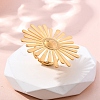 Flower 304 Stainless Steel Cuff Rings RJEW-E437-02G-2