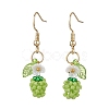 Handmade Glass Seed Beads Apple Dangle Earrings EJEW-MZ00575-3