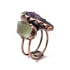Natural Amethyst & Green Quartz Irregular Nugget Open Cuff Ring RJEW-I082-04R-4