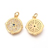 Brass Micro Pave Clear & Royal Blue Cubic Zirconia Pendants ZIRC-O036-15G-2