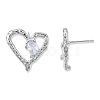 Clear Cubic Zirconia Heart Stud Earrings EJEW-N012-51P-A-3