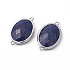 Platinum Tone Brass Lapis Lazuli Links connectors G-F339-B09-2