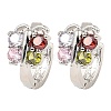 Brass Micro Pave Cubic Zirconia Hoop Earrings EJEW-D078-09P-1