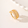 Hollow Brass with ABS Imitation Pearl Beads Wide Band Rings for Women OP9708-3-1