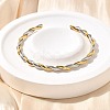 304 Stainless Steel Twisted Rope Shape Cuff Bangles for Women BJEW-C091-02D-GP-1