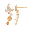 Brass Micro Pave Clear Cubic Zirconia Stud Earring Findings KK-S364-060-3