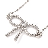 Brass Clear Cubic Zirconia Bowknot Pendant Necklaces NJEW-F326-03P-1