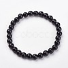 Natural Dyed & Heated Black Agate Stretch Bracelets G-N0264-02-1
